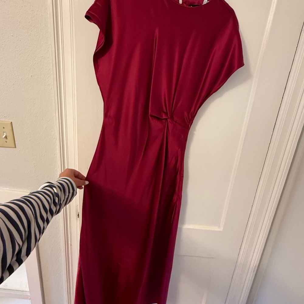 Ina Magenta Twist-Waist Maxi Dress